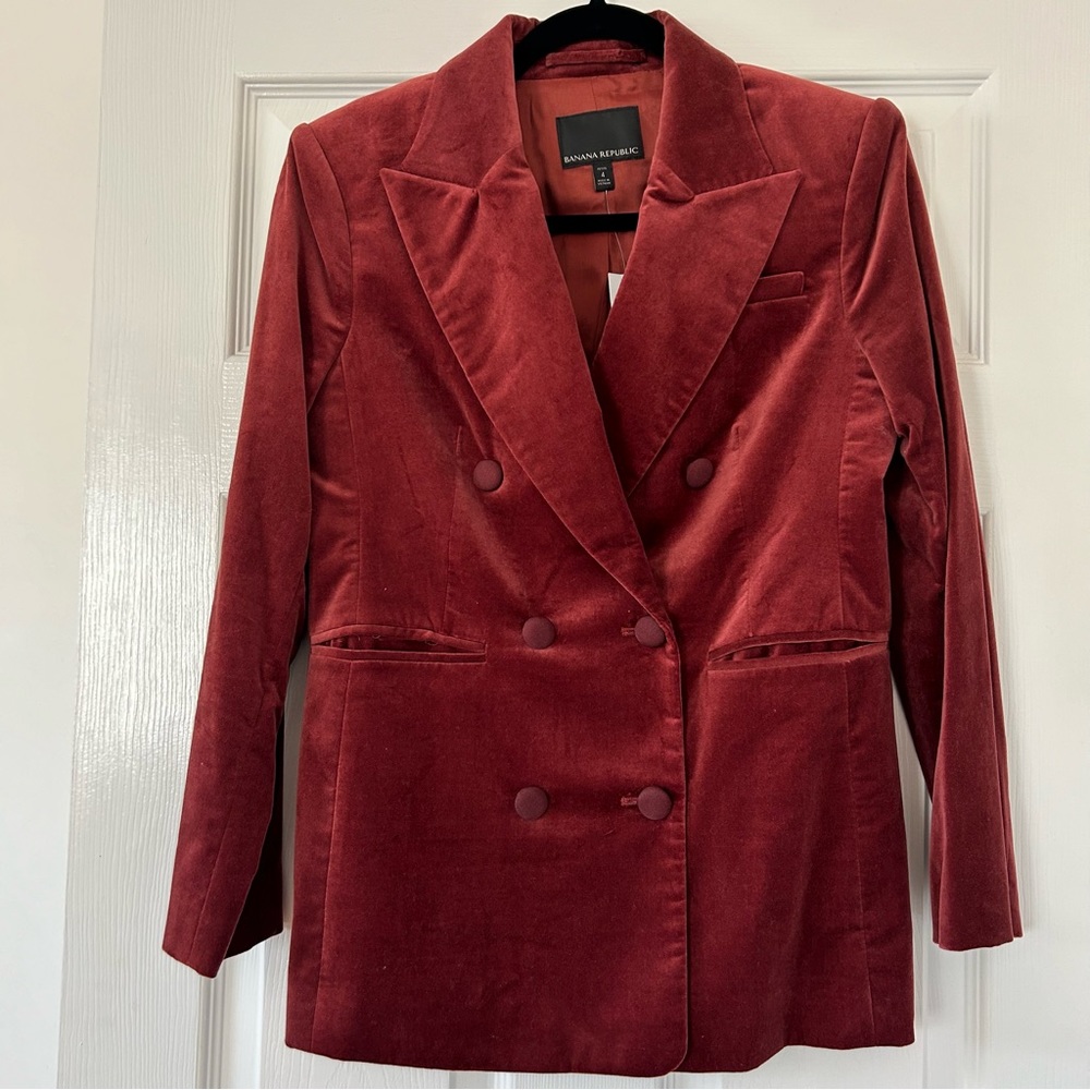 Banana Republic Veluro Velvet Blazer NWT - Cabin Red
